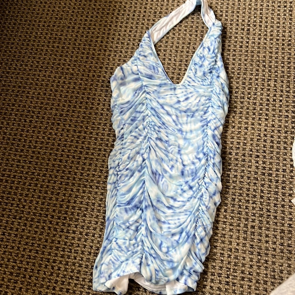 Fashion nova never worn blue tie dye dress in size large